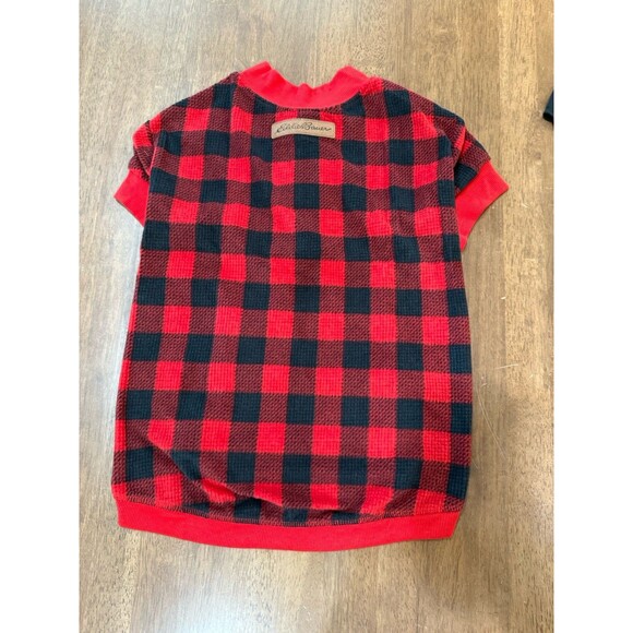 Eddie Bauer Red Black Buffalo Plaid Dog Sweater Large Fleece Pet Pullover NWT - Picture 2 of 8